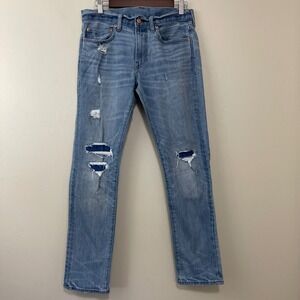 J Crew 484 Slim Fit Jeans Light Wash Distressed Kurabo Japanese Denim Mens 31x32